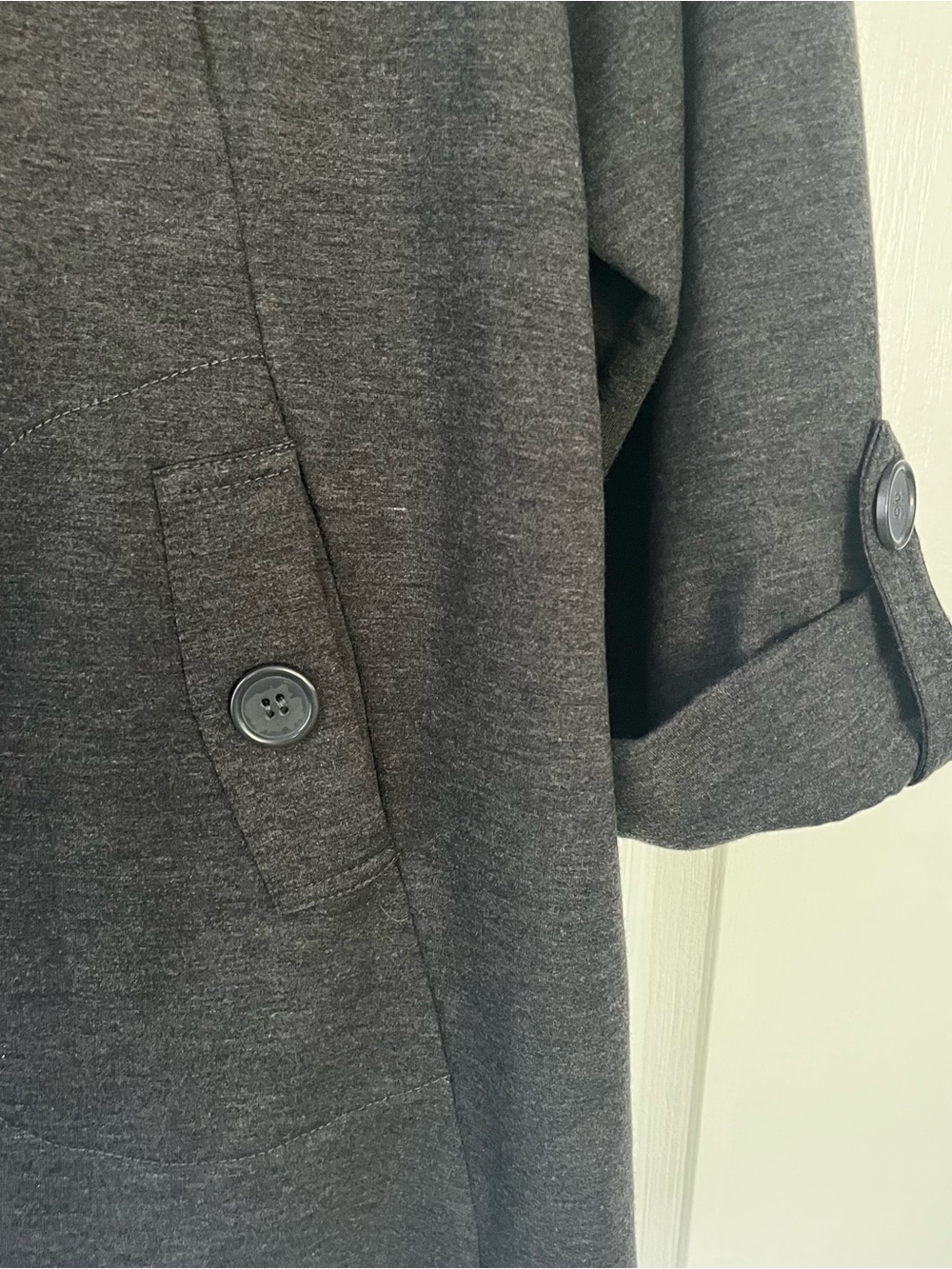 Christian Siriano Swing Jacket Womens 1X Gray Hooded Button Front Knit. Pockets - Picture 3 of 6